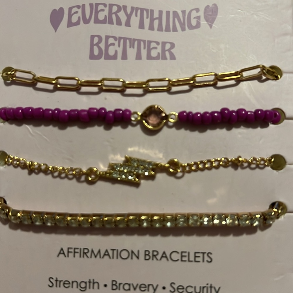 Gold and Purple Affirmation Bracelets Set Girls Do Everything Better